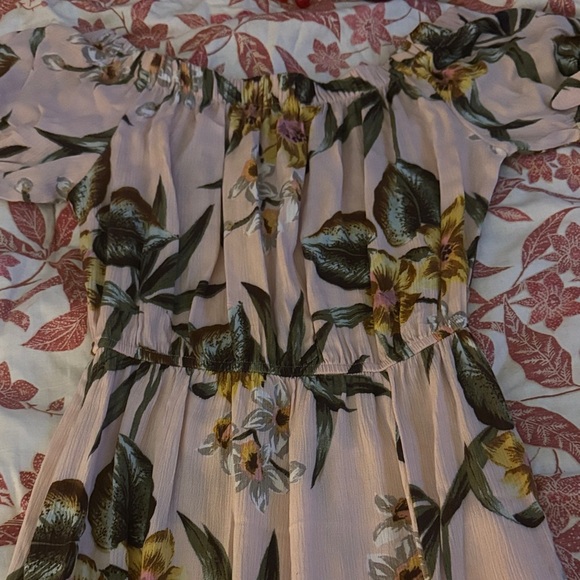 Band of Gypsies Floral Off-Shoulder Maxi Dress - Pink and Green - Picture 1 of 4